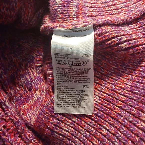 Gap Cable Crewneck Pink/Purple 100% Cotton Fisherman Sweater - M - Great Cond - Picture 8 of 8